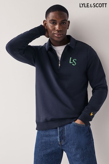 Lyle & Scott Navy Logo Half Zip Sweatshirt (405625) | £85