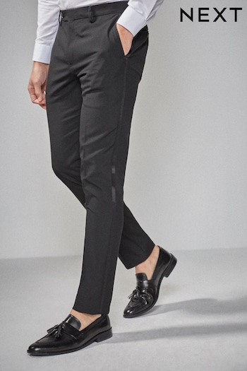 Black with Tape Detail Skinny Fit Tuxedo Suit Trousers (405850) | £35