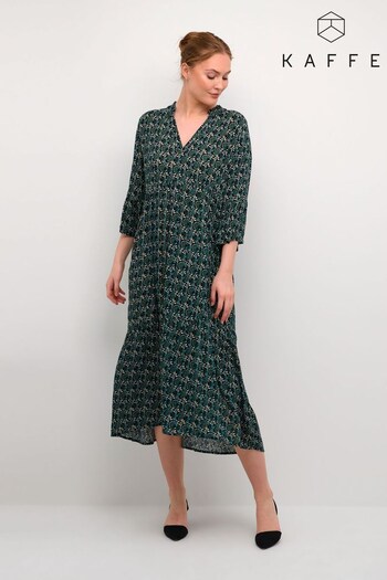 Kaffe Green Karina Maxi 3/4 Sleeve Dress (405891) | £37