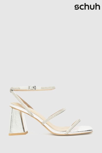 Schuh Silver Samantha Embellished Block Heels (405924) | £40