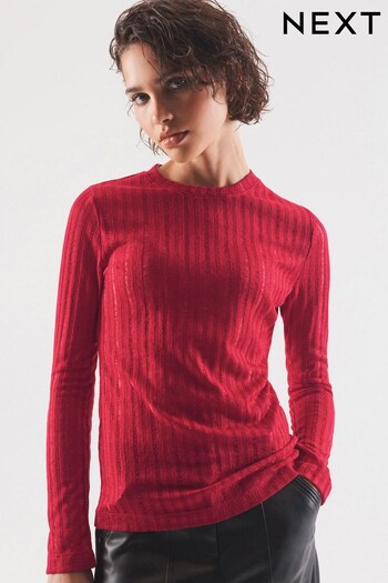 Red Long Sleeve Crew Neck Ladder Top (406001) | £23
