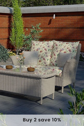 Laura Ashley White Garden Wilton Lounging Sofa in Gosford Cranberry Cushions (406123) | £1,150