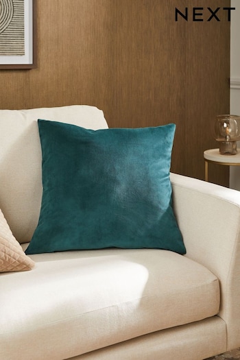 Dark Teal Matte Velvet Large Square Cushion (406152) | £16