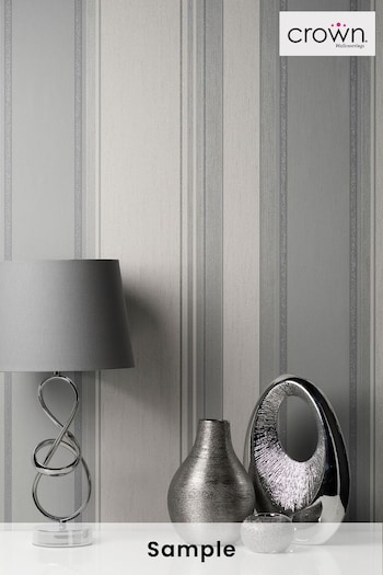 Crown Grey Synergy Stripe Wallpaper (406316) | £19