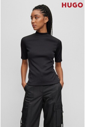 HUGO Black Slim-Fit Top In Ribbed Stretch Jersey (406585) | £99