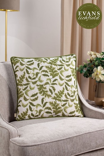 Evans Lichfield Green Chatsworth Topiary Country Floral Piped Cushion (406724) | £17