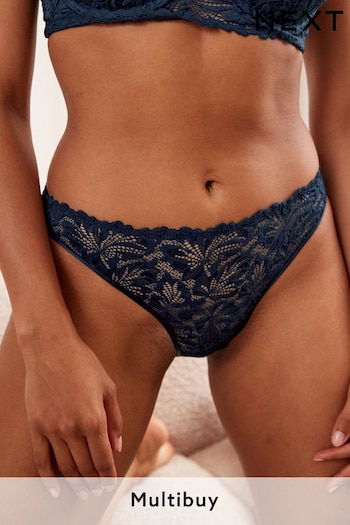 Navy Blue High Leg Comfort Lace Knickers (406815) | £9