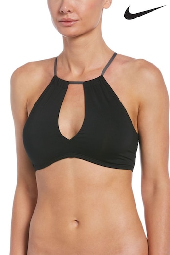 Nike black Black Solid Laceup High Neck Bikini Top (406920) | £42