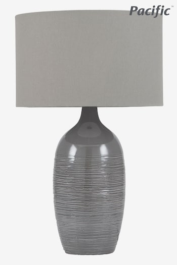 Pacific Silver Abbie Etched Graphite Ceramic Table Lamp (406987) | £90