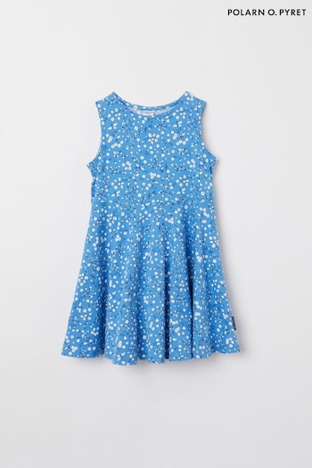 Polarn O. Pyret Ditsy Blue Organic Floral Dress (407204) | £15