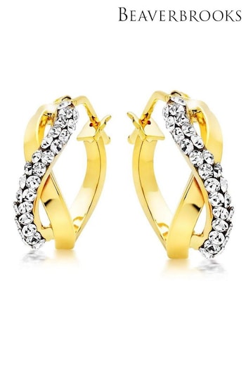 Beaverbrooks 9ct Gold Crystal Hoop Earrings (407523) | £145
