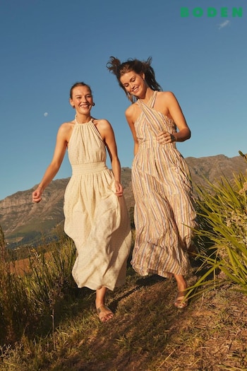 Boden Cream Metallic Detail Maxi Dress (407537) | £55