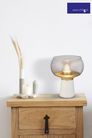 Searchlight White Daylily Smoke Glass Table Lamp (407557) | £66