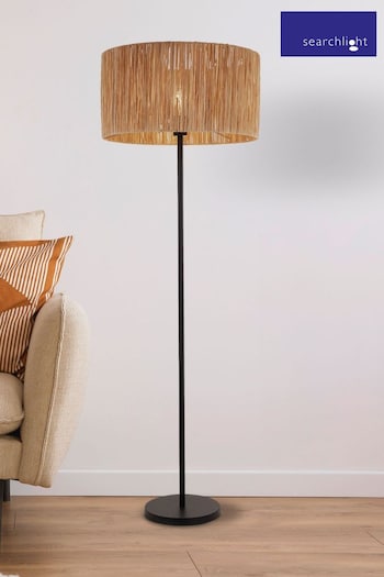 Searchlight Black Peru Natural Raffia Finish Floor Lamp (407590) | £79