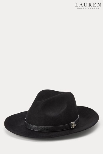 Lauren Ralph Lauren Leather Trim Wool Fedora Hat (407955) | £119