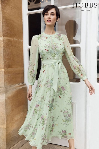 Hobbs Green Leia Silk Dress (408158) | £329