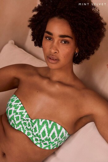 Mint Velvet Green Pey Print Bandeau Bikini Top (408235) | £42