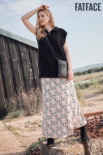 FatFace Black Pat Damask Floral Midi Skirt (408394) | £49.50