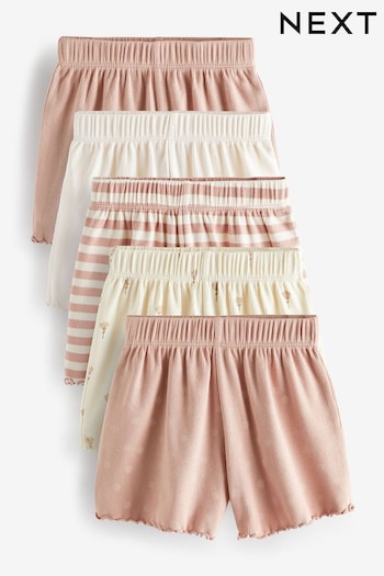 Pink Ditsy Rib Sandaalit Shorts 5 Pack (3mths-7yrs) (408433) | £20 - £24