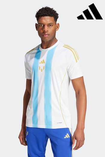 adidas here White/Blue Pitch 2 Street Messi Training Jersey T-Shirt (408469) | £30