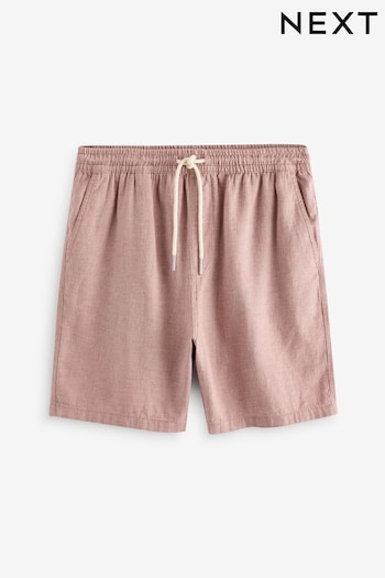 Rust Brown Cotton Linen Dock merino Shorts (408574) | £20