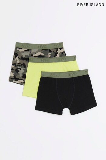 River Island Green Boys Lime Camo Boxers 3 Pack (408612) | £9 - £12