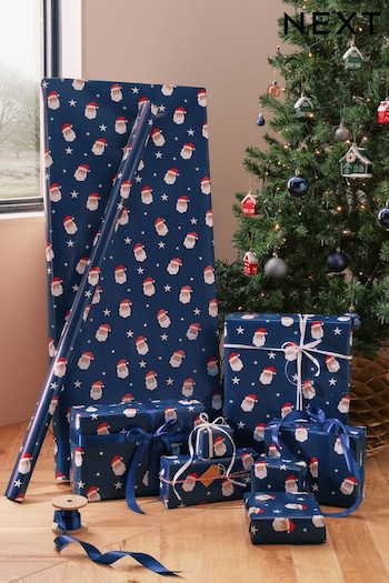 Navy Santa Extra Wide 10m Christmas Wrapping Paper (408789) | £7