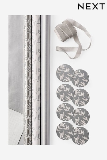 Silver Berries Extra Wide 10 Metre Luxury Set of 3, 3m Christmas Wrapping Paper (409004) | £9