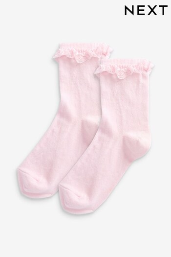 Pink 2 Pack Cotton Rich Ruffle Ankle Socks (409218) | £4.50 - £6.50