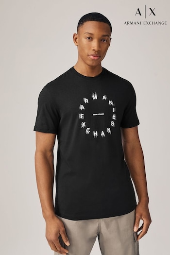 Armani Exchange Circle Logo Black T-Shirt (409284) | £46