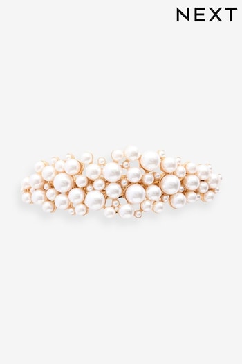 Pearl White Recycled Metal Pearl Barette Clip (409445) | £14