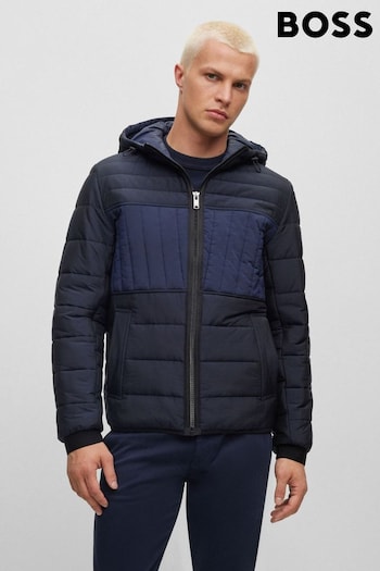 BOSS Blue Water Repellent Hooded Padded Quilted Jacket (409485) | £289