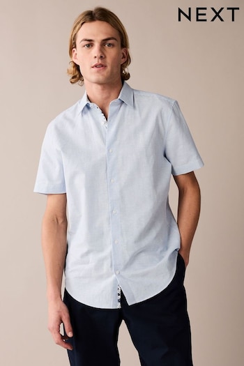 Blue Stripe Printed Linen Blend Shirt (409929) | £32