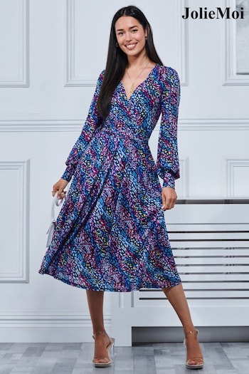 Jolie Moi Blue Maaike Long Sleeve Mesh Dress (410100) | £89