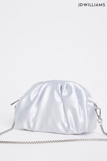 JD Williams Silver Mini Satin Ruched Multiwear Bag (410128) | £32