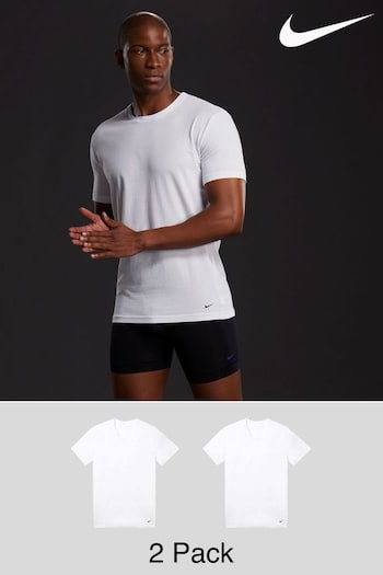 Nike White Everyday Cotton Stretch T-Shirts mit 2 Pack (410385) | £27