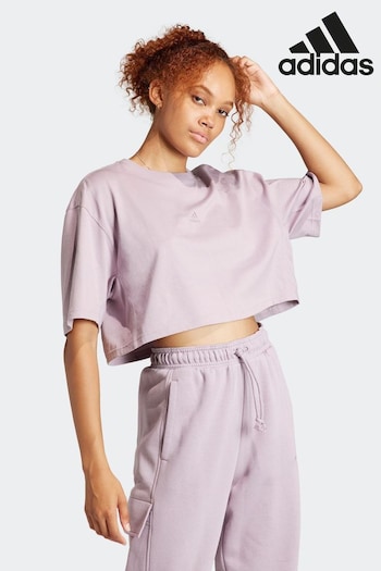 adidas Purple Sportswear All Szn Loose Crop T-Shirt (410411) | £23