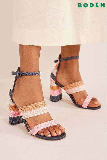 Boden Pink Woven Striped Heeled Sandals (410711) | £140