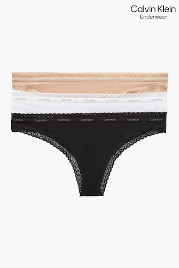 Calvin Klein Black Bottoms Up Refresh Thongs 3 Pack (410777) | £40