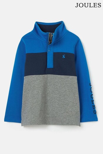 Joules Dale Blue Colourblock Quarter Zip Sweatshirt (411012) | £26.95 - £32.95