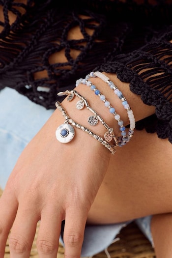 Blue Recycled Metals Silver Tone Boho Bracelet Pack (411016) | £14