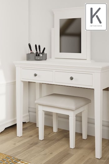 K Interiors White Colton Dressing Table Stool (411142) | £115