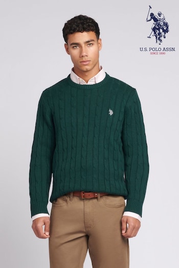 U.S. Polo Assn. Mens Cable Knit Crew Neck Jumper (411145) | £65