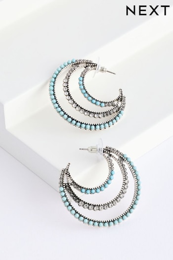Turquoise Blue Triple Hoop Earrings (411639) | £12