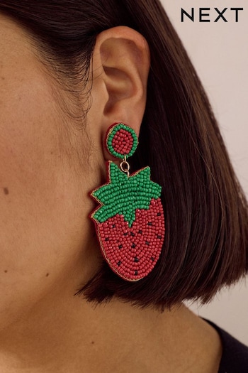 Red Strawberry Statement Beaded Earrings (411789) | £10.50