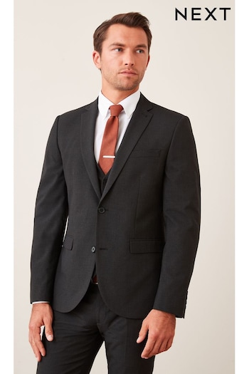 Black Slim Wool Mix Textured Suit Jacket (411940) | £89