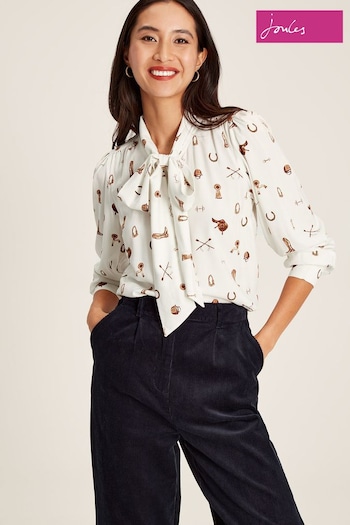 Joules Everly White Tie Neck Blouse (412020) | £59.95