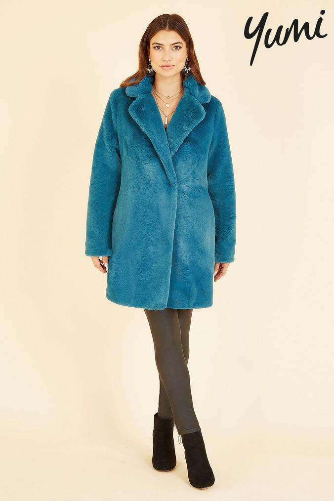Blue faux fur sales coat uk