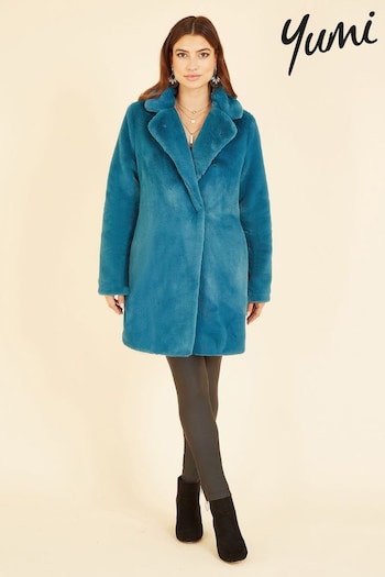 Yumi Blue Faux Fur Coat (412085) | £80
