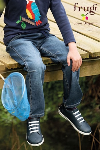Frugi Blue Organic Cotton Concave Soft Waist Pull-Up Jeans amp (412494) | £29 - £30